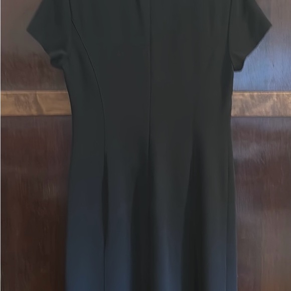 Dressy black just below knee length lined short sleeve dress. - Picture 5 of 5